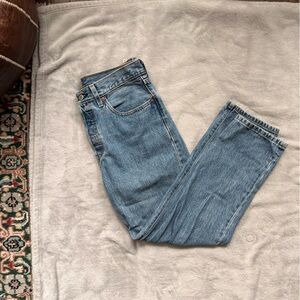 Levi's 501 - Relaxed Fit Crop Jeans -  Classic Blue Denim - size 27